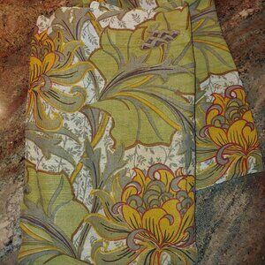 Pr World Market Floral Jute / Cotton Blend Golden Lily Curtains 48x84" (2)